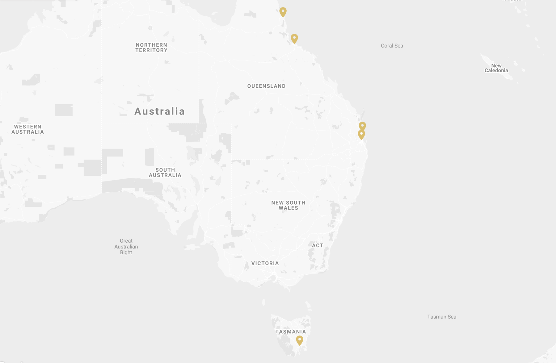 Map of Watermark Constructions office locations across Australia
